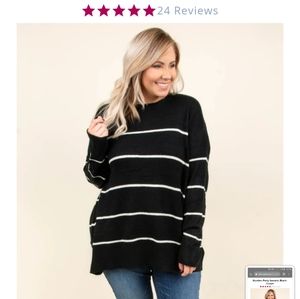 Chic Soul Slumber Party Black and Cream Sweater XL